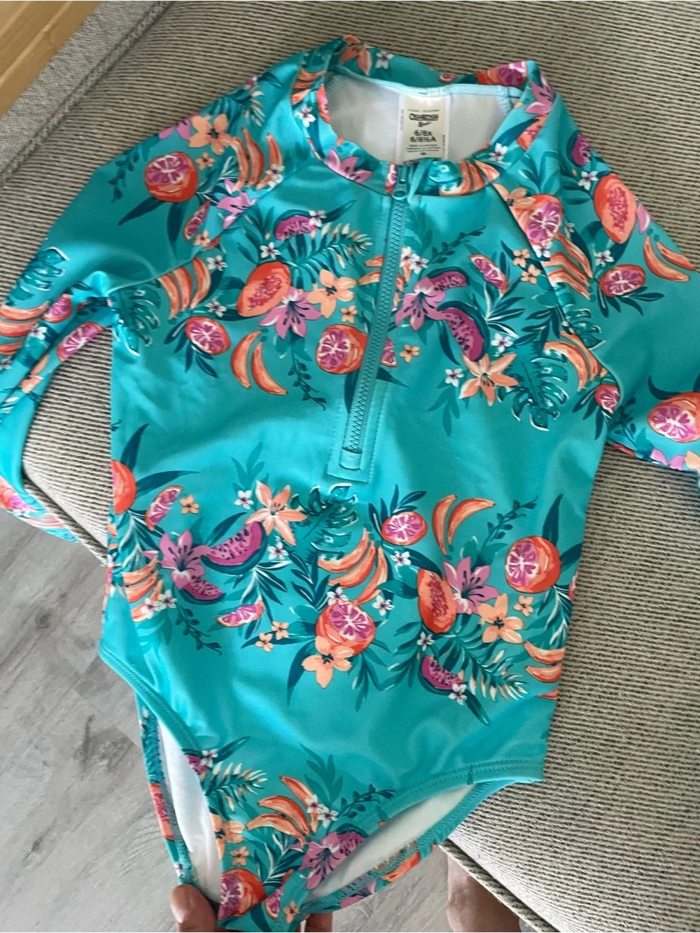OshKosh B'gosh Teal Floral and Multicolor Long-Sleeve Rashguards - 2 Pack